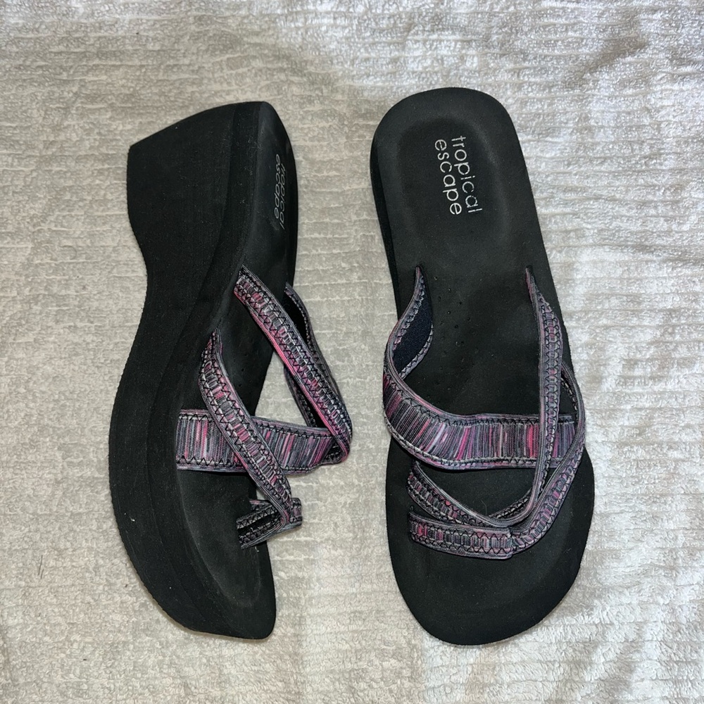 Tropical Escape Black and Pink Wedges